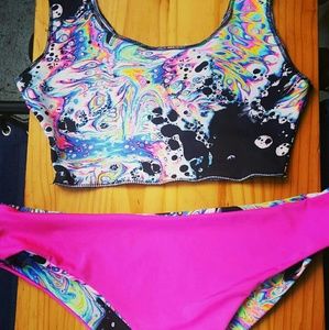 Seamless reversible set- rainbow lava print